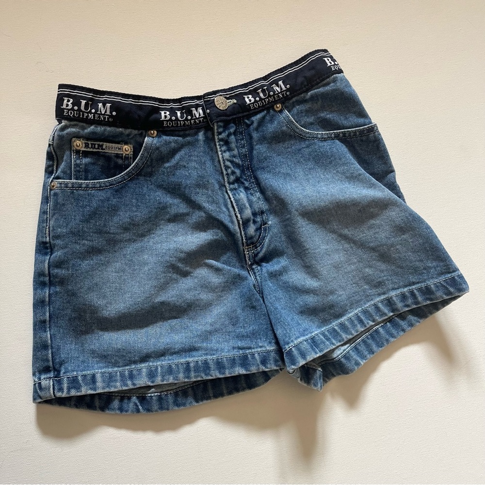 Vintage BUM Equipment Logo Jean Shorts size 7/8